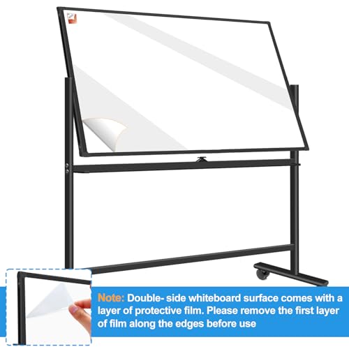 BSTPCOO Double-Sided 40"x28" Magnetic Dry Erase Board Mobile Whiteboard - color: Black, size: 40"W x 28"H
