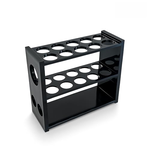 Black Acrylic Test Tube Rack – 13-Hole Dual-Sided/Multi-Use Flippable Stand for 10 ml Tubes