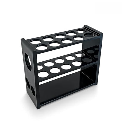 Black Acrylic Test Tube Rack – 13-Hole Dual-Sided/Multi-Use Flippable Stand for 10 ml Tubes