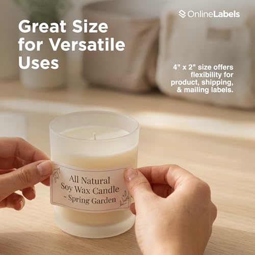 OnlineLabels 4" x 2" Rectangle Mailing Labels - White Matte - 2,000 Sheets - size: 2000 Sheet Pack
