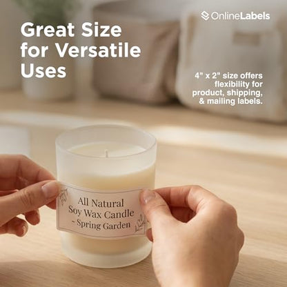 OnlineLabels 4" x 2" Rectangle Mailing Labels - White Matte - 2,000 Sheets - size: 2000 Sheet Pack