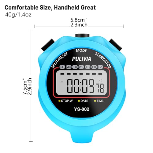 Stopwatch Timer, Digital Stop-Watch for Sports, Blue - color: Blue