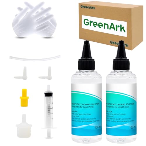 Printhead Cleaning Kit Solution (2 * 100ML) Inkjet Printer Head Cleaning Kit for All Inkjet Printers Epson, Canon, HP, Liquid Printer Head Cleaning Set Solution Inkjet Printer Head Cleaner