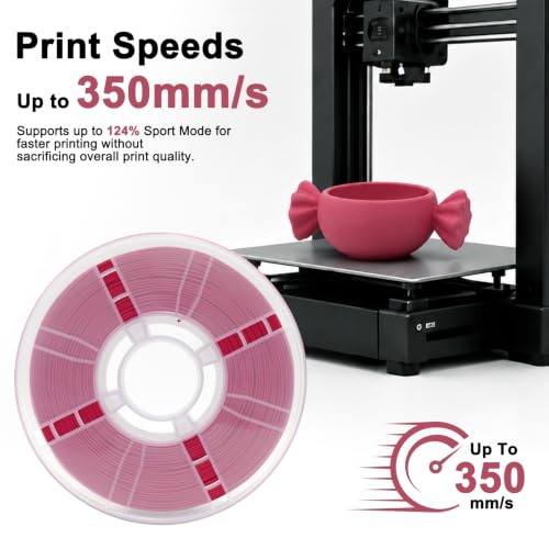 YXPOLYER PLA Plus 3D Printer Filament Food Grade PLA+ Rose Red - color: Light Red