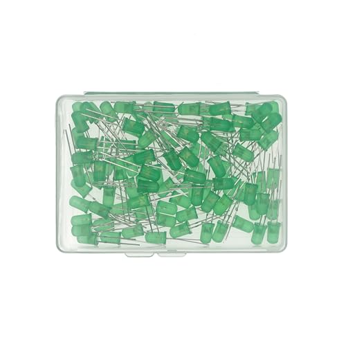 100 Pcs 5mm Green LED Diode Lights - DC 2V-3V 20mA Emitting Diodes LED Bulb - DIY Science Project Electronics Components Lighting Kit - color: Green, size: 5mm Round Top