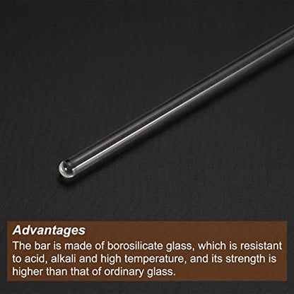 MECCANIXITY 3.3 Borosilicate Glass Stick 7.87" Length 4mm Dia Stir Rod Mixing Tools with Both Ends Round for Lab Kitchen Science 6Pcs - size: 7.87"