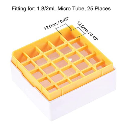 uxcell Centrifuge Tube Freezer Storage Box 25 Places Waterproof Polypropylene Cryogenic Holder Rack for 1.8/2ml Microcentrifuge Tubes Vials Samples, Yellow Pack of 4 - color: Yellow