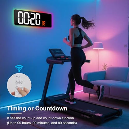 17.3" Large Digital Wall Clock Timer Alarm Clock with 8 Color Night Light - color: Orange&white