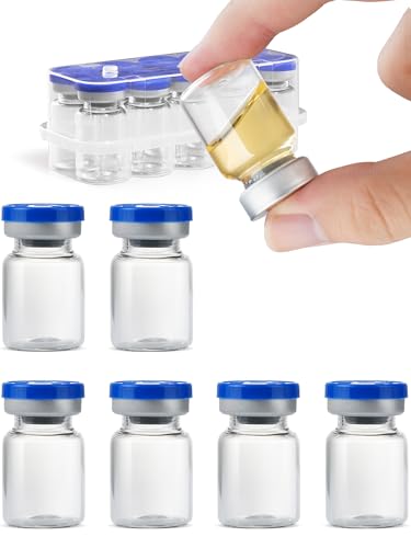 ZWCP 5ml Glass Vials for Injections, Self-Healing Injection Port, Empty Vials for Injections with Sealed Cap (10 Pack) - size: 5ml