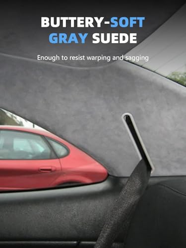 Gray Suede Headliner Fabric - 120" L × 60" W Auto Head Liners, Fabric Tube Packaging with Foam Backing for Cars, Trucks, SUVs, RVs, Boats - Home Repair/DIY Headliner Material - color: Gray, size: 120"L×60"W