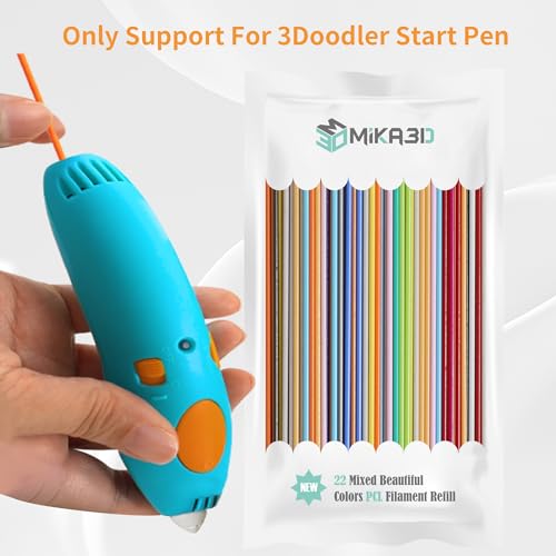 22 Colors PCL 3D Pen Filament Refill for 3Doodler Start+ 3D Pen, Low Print Temperature Filament Only Fit for 3Doodler Start 3D Pen, Each Color 15cm x 5pc, Total 110pcs 1650cm PCL Filament by MIKA3D - color: 22 Colors Pcl