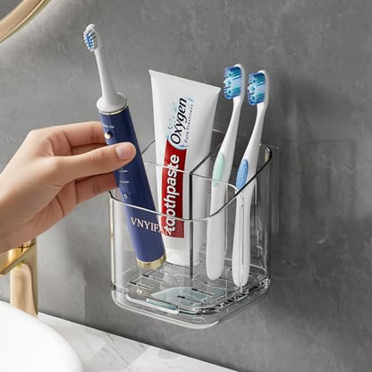 3 Slots Detachable Toothbrush Holders Wall Mounted for Bathrooms - color: Clear