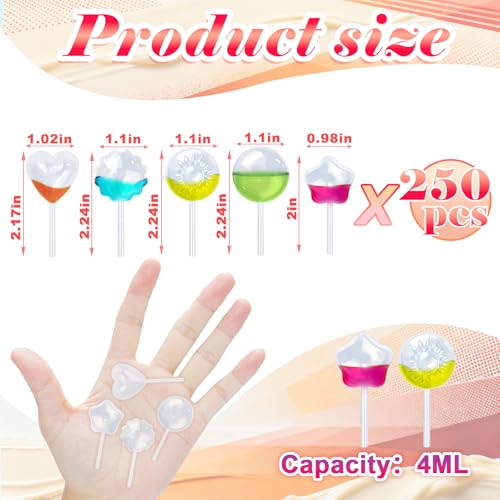 250 Pcs Mini Pipetas para Flan,4ml Plastic Cupcake Pipettes Dropper Transfer Pipettes para Postres for Strawberries Chocolate Ice Cream Lab (5-Shapes)