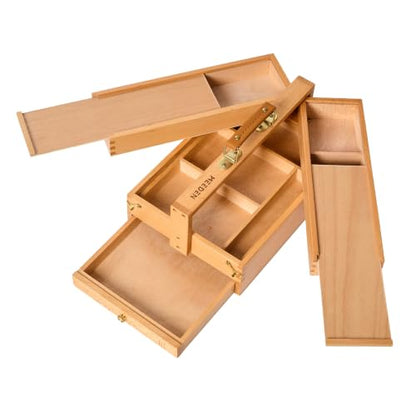 MEEDEN Portable Artist Supply Storage Box: Foldable Beech Wood Box - color: Natural