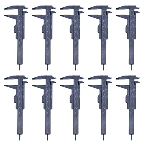 10pcs Plastic Vernier Caliper Mini Caliper 0-80mm/0-3.15 Inch Black