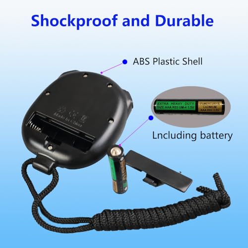 Stopwatch Timer with Countdown, ON/Off Simple Operation No Clock No Date, Digital Stop Watch for Sports, Black - color: Black