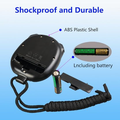 Stopwatch Timer with Countdown, ON/Off Simple Operation No Clock No Date, Digital Stop Watch for Sports, Black - color: Black