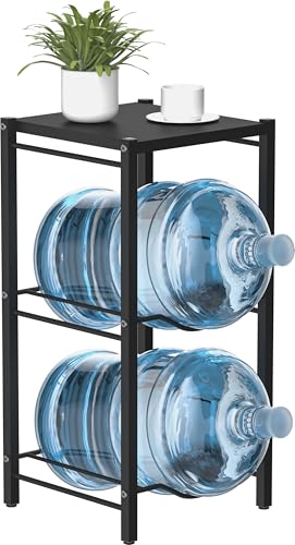 mocomax 5 Gallon Water Jug Rack, 3 Tier Detachable Water Bottle Holder With Storage Shelf, Heavy Duty Water Jug Dispenser Stand Organizer for Kitchen, Office, Home, Black - style: 3-Tier with shelf