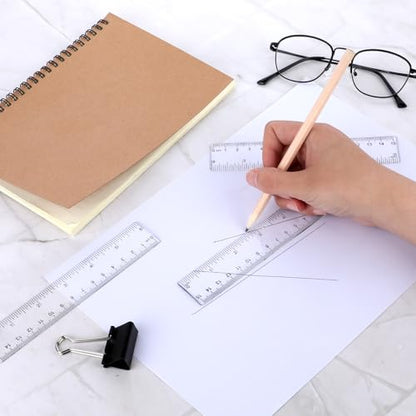 3 Pack 6 Inch Ruler Set Plastic Straight Ruler Transparent Measuring Tool Acrylic Clear Ruler for School Office Student - color: Transparent, size: 3 x 6 Inch