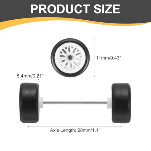 MECCANIXITY 4 Set 1/64 Wheels and Tires Set, Real Riders Rims Includes Axles for RC Diecast Car DIY Model, Branch White Rims