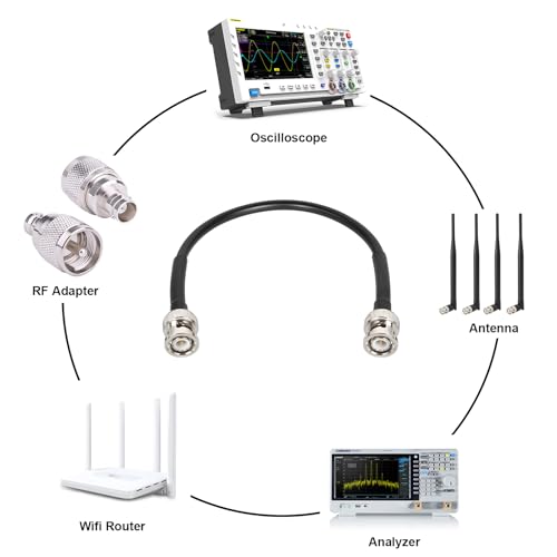 MOOKEERF RG8X BNC Male to BNC Male Coaxial Cable 1FT 2PCS 50 ohm Ultra Low Loss for Antenna, RF Radio, Modem, Oscilloscope, Spectrum, Analyzer, Signal Generator - size: 1FT