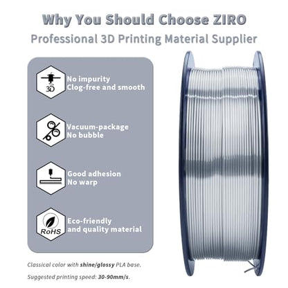 ZIRO Silk PLA Filament Bundle, 4 Packs1.75mm 3D Printing Filament Shiny, Glossy PLA for 3D Printing,1.75mm Metal-Like Surface Rich Color Spool, 1KG x 4 Spool, Silver, Red, Gold, Silver Black - color: Silky Pla-4pack (Silver, Gold, Red, Silver Black)