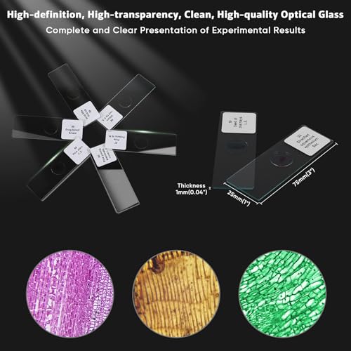 60 Microscope Slides with Specimens,Prepared Microscope Slides for Kids,Glass Slides for Microscope,Prepared Slides for Kids Microscope,Microscope Slide Preparation Kit for Biology Science Classes - size: 60 pcs