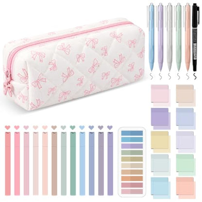 Jutom 39 Pcs Aesthetic Book Annotation Kit,Pink,Bow Style - color: Pink, style: Bow Style