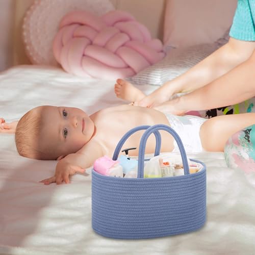 COMSE Baby Diaper Caddy Organizer with Handles, Cotton Rope, Folkstone Gray - color: Folkstone Gray, size: Regular