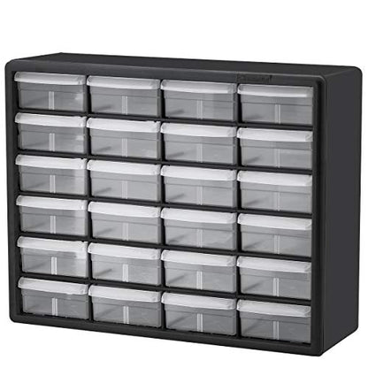 Akro-Mils 24 Cabinet 10724, Plastic Parts Storage Hardware and Craft Cabinet, (20-Inch W x 6-Inch D x 16-Inch H), Black - size: 24 Drawer