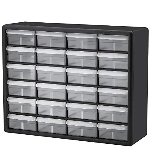 Akro-Mils 24 Cabinet 10724, Plastic Parts Storage Hardware and Craft Cabinet, (20-Inch W x 6-Inch D x 16-Inch H), Black - size: 24 Drawer