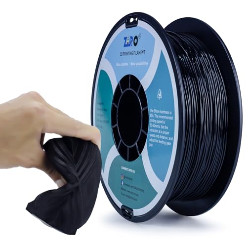 ZIRO TPU Filament 1.75mm, 0.8KG/1.8lbs Spool, Fit Most FDM Printers, Black - color: Black
