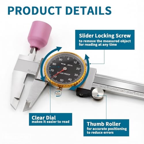 Dial Caliper 0-6" Precision 0.001" Accuracy with Protective Case
