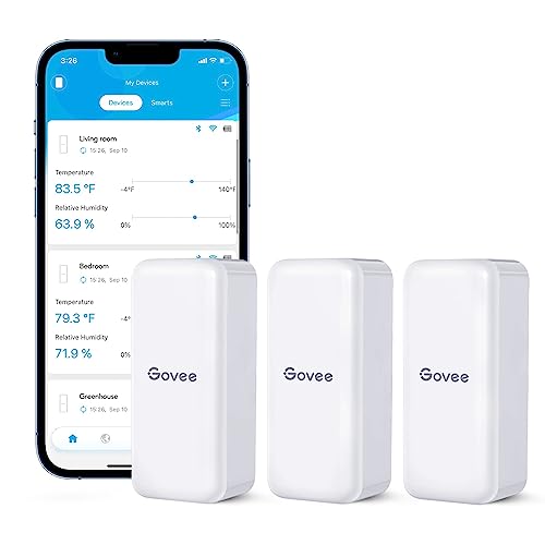 Govee Hygrometer Thermometer 3 Pack H5100, Mini Bluetooth Humidity Sensor - style: 3 Sensors