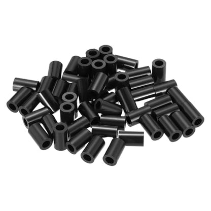 PATIKIL 50Pcs ABS Spacers 4mm ID, 7mm OD, 12mm Height Plastic Round Stud Spacer Black Nylon Washers Nut Unthreaded Rubber for M4 Screws Bolts Barrel - size: 4mm ID, 7mm OD, 12mm Height