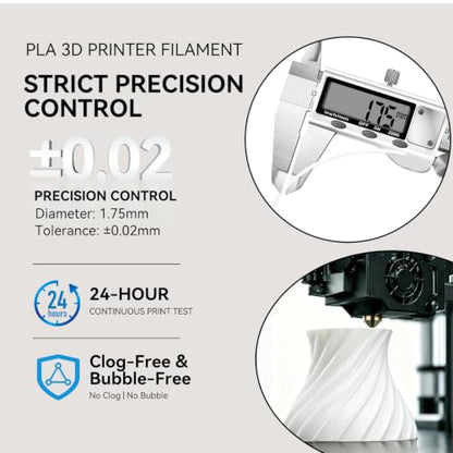 Kingroon PLA Filament 1.75mm 16KG, 16 Spools White 3D Printer Filament Bulk with ±0.02mm Dimensional Accuracy, Low Warping Easy to Print PLA for Most FDM Printers - color: 16kg White
