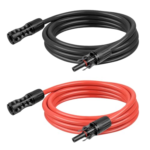 8 AWG Solar Extension Cable 5FT Black + 5FT Red, 8 Gauge Solar Panel Wire Male to Female Tinned Copper Wire for Solar Panel, Automotive, RV, Boat, Outdoors - size: 8AWG 5FT