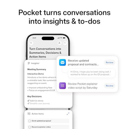 Pocket AI Voice Recorder, Auto Transcription, AI Note Taker, Sierra Blue - color: Sierra Blue