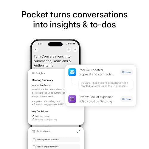 Pocket AI Voice Recorder, Auto Transcription, AI Note Taker, Space Grey - color: Space Grey