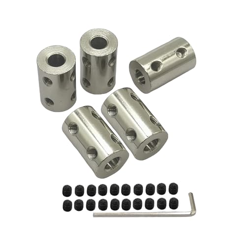 5Pcs 6mm to 6mm Bore Rigid Coupling Set,Steel Rigid Motor Shaft Coupler Adapter with Screws for CNC Machine 3D Printer RC Motor Accessories and DIY - size: 6mm to 6mm