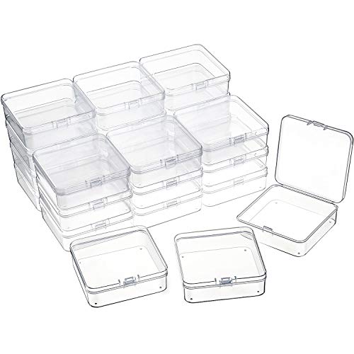 SATINIOR 24 Pcs Small Clear Plastic Container Box, 3.3 x 3.3 x 1.2 in - size: 3.3 x 3.3 x 1.2 in