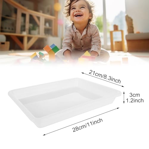 20 Pack White Plastic Art Tray, Craft Activity Tray Plastic Trays for Arts and Crafts, Sensory Tray Organizer Tray for Lego, Sand, Beads, Painting, Jewelry, 11.0 x 8.3 x 1.2 Inch