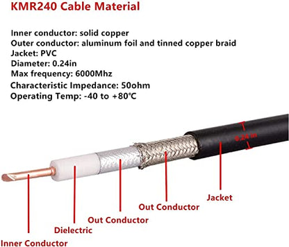 XRDS -RF SMA Extension Cable 200 FT with SMA Male to Female Connector 50 Ohm KMR240 Low Loss Coax Coaxial Cable - size: 200 FT