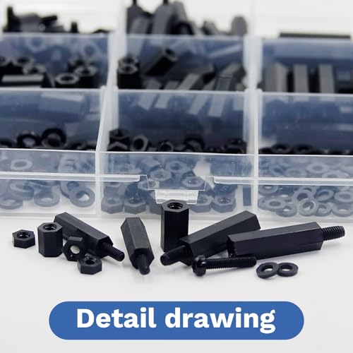 440 PCS Nylon Hex Standoffs & Screws Kit, M2.5 & M3 Male/Female Spacers for PCB & Motherboard Assembly for Electronics Projects - size: M2.5 & M3