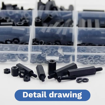 440 PCS Nylon Hex Standoffs & Screws Kit, M2.5 & M3 Male/Female Spacers for PCB & Motherboard Assembly for Electronics Projects - size: M2.5 & M3