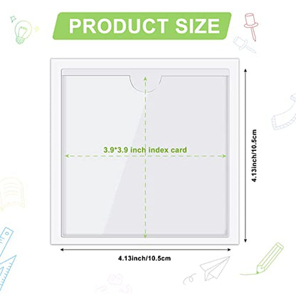 Chinco 50 Pack 4" x 4" Clear Adhesive Pockets, Index Card Pockets with Top Open Loading, Plastic Labels Holders for Organizing Storage Bins, Library Card, Drawer, and Protecting Your Cards - size: 4.13 x 4.13 Inches