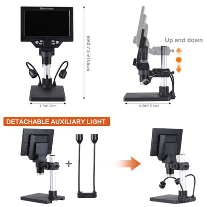 Koolertron 7 Inch LCD Digital Microscope 12MP 1080P with 32G TF Card - size: 7 inch (32GB)