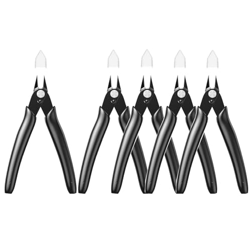 Small Wire Cutters 5 Pack Jewelry Pliers Craft Zip Tie Cutter Flush Cutters - color: Black ( 5 Pack )