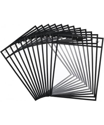 Mr. Pen- Reusable Dry Erase Pocket Sleeves, 10" x 14", 12 Pack, Black - color: Black, size: 12 Pack