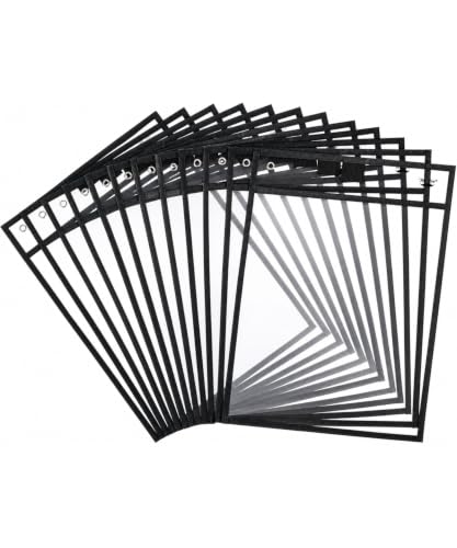 Mr. Pen- Reusable Dry Erase Pocket Sleeves, 10" x 14", 12 Pack, Black - color: Black, size: 12 Pack